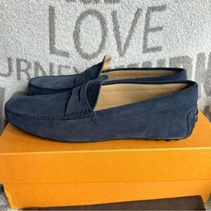 Tods City Gommino Driving Suede Penny Loafer, Blue, Size UK10/US11